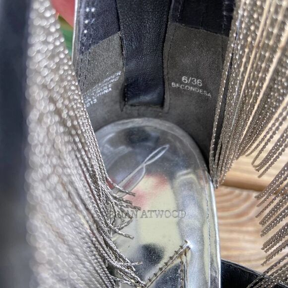 B Brian Atwood Condessa Fringe Silver Heels Size 6 - Picture 4 of 8